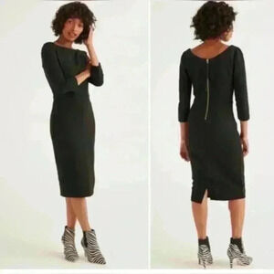 Boden Aurelia Ottoman Bodycon Pencil Dress Black Size 2R